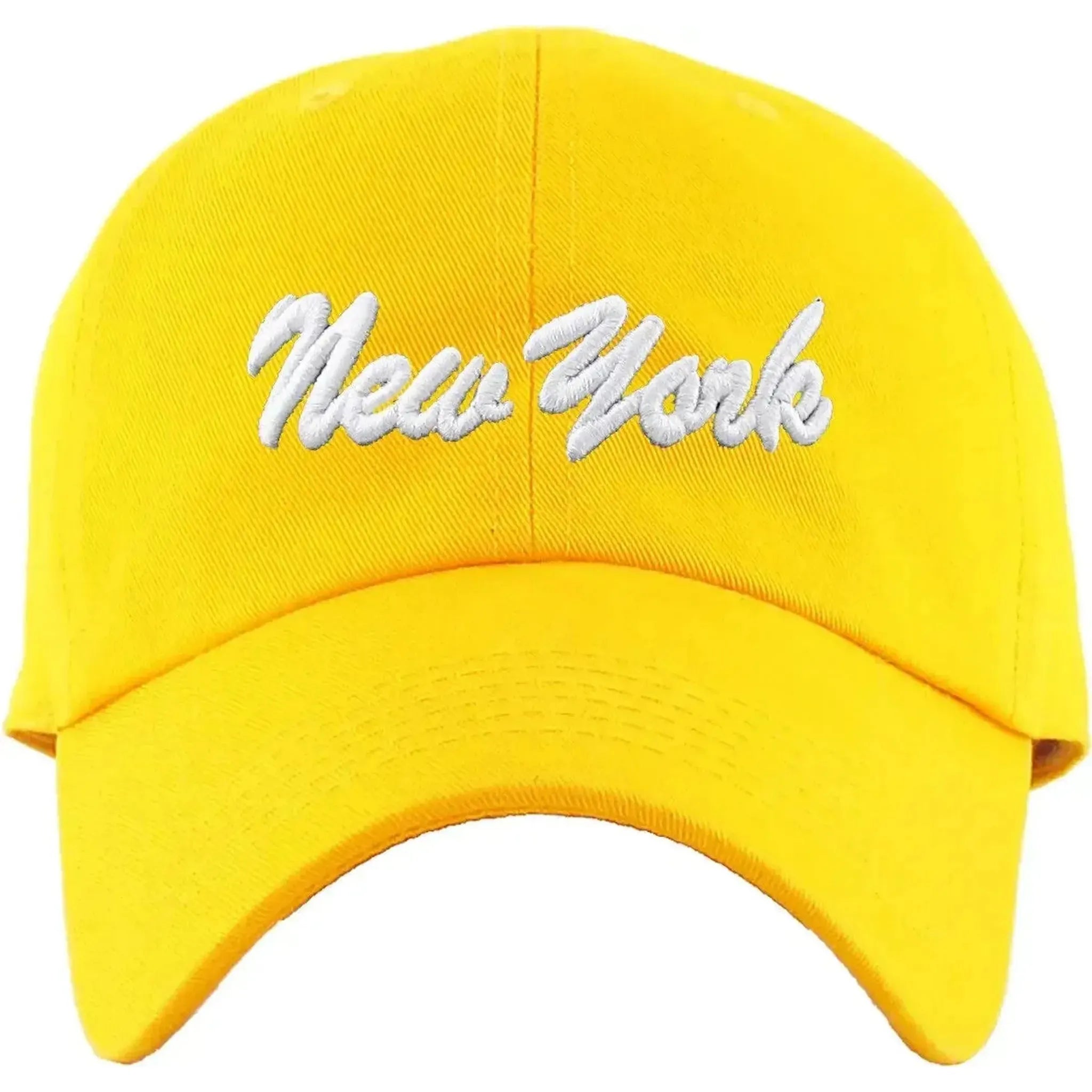 KB Ethos Classic New York Dad Hat – Soft Cotton Yellow Strapback Cap