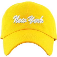 KB Ethos Classic New York Dad Hat – Soft Cotton Yellow Strapback Cap