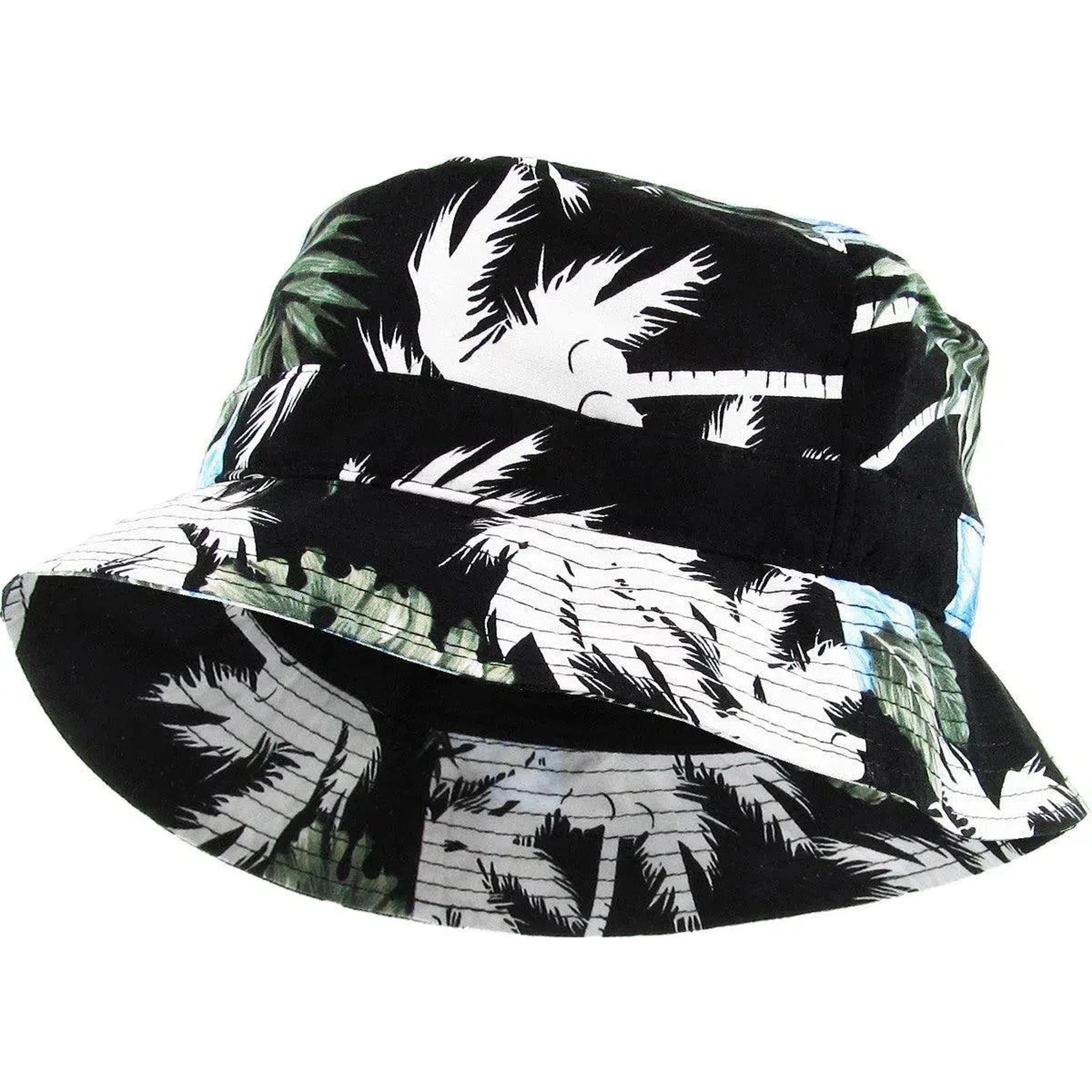 Stylish Lightweight Unisex Blue, Green & Black Floral Bucket Hat by KB Ethos