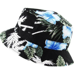 Stylish Lightweight Unisex Blue, Green & Black Floral Bucket Hat by KB Ethos