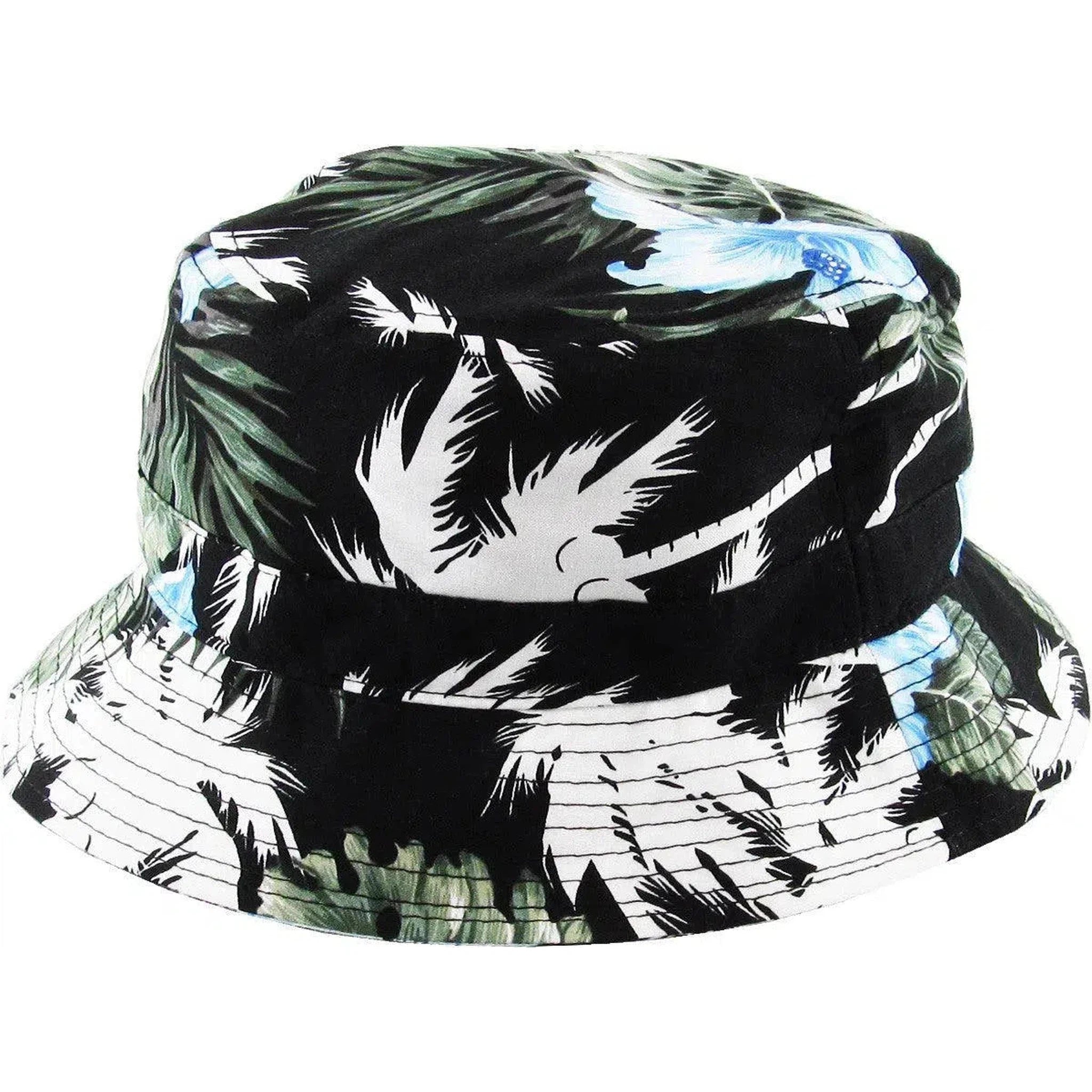 Stylish Lightweight Unisex Blue, Green & Black Floral Bucket Hat by KB Ethos