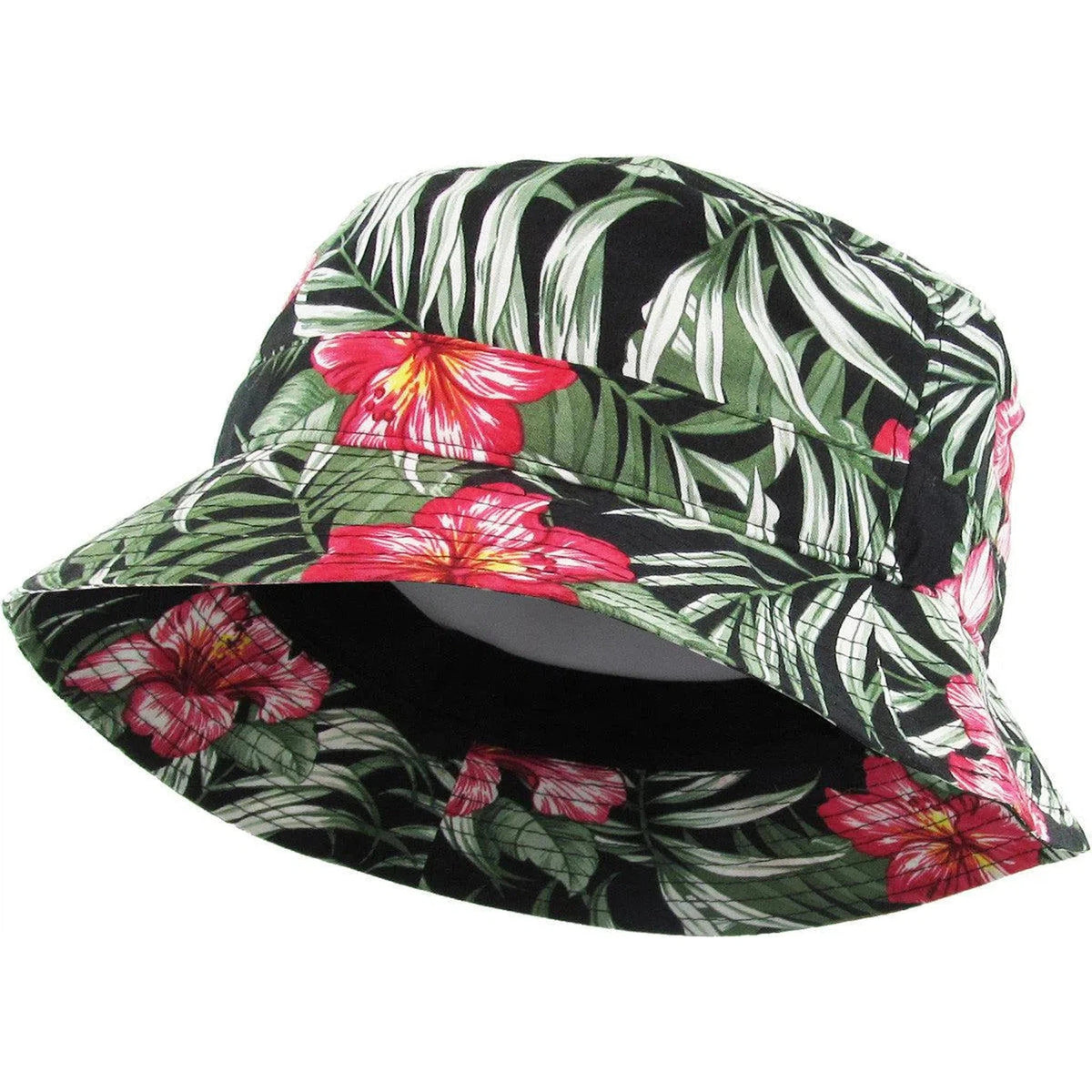 Stylish Lightweight Unisex Red, Green & Black Floral Bucket Hat by KB Ethos