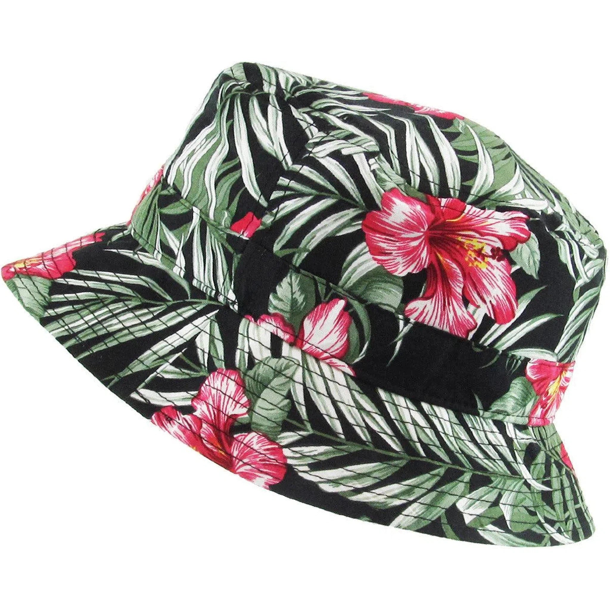 Stylish Lightweight Unisex Red, Green & Black Floral Bucket Hat by KB Ethos