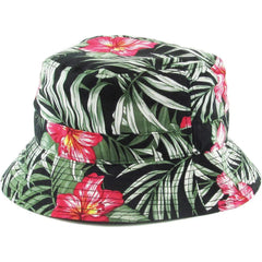 Stylish Lightweight Unisex Red, Green & Black Floral Bucket Hat by KB Ethos