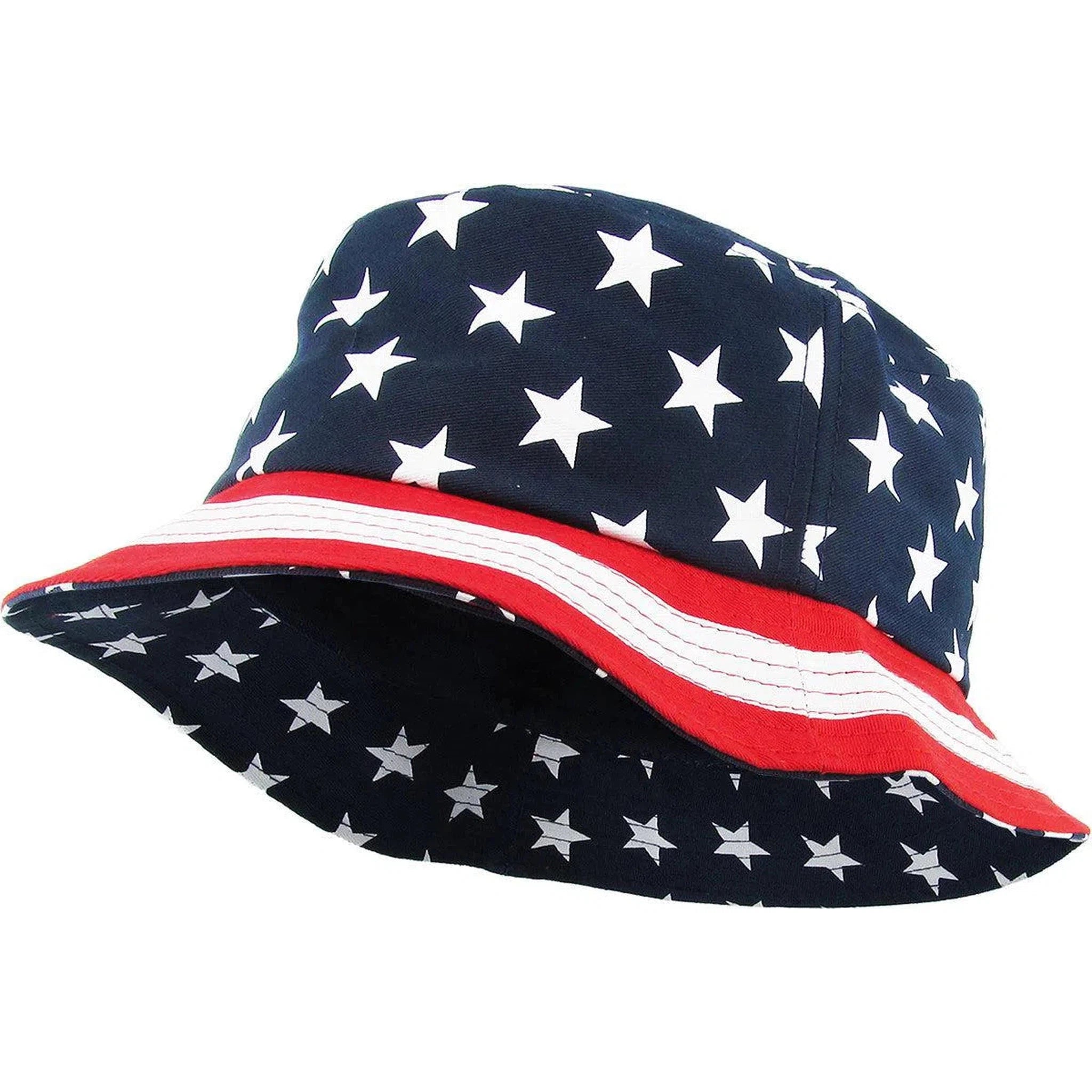 Stars and Stripes Red, White & Blue USA Patriotic Bucket Style Fishing Cap Hat