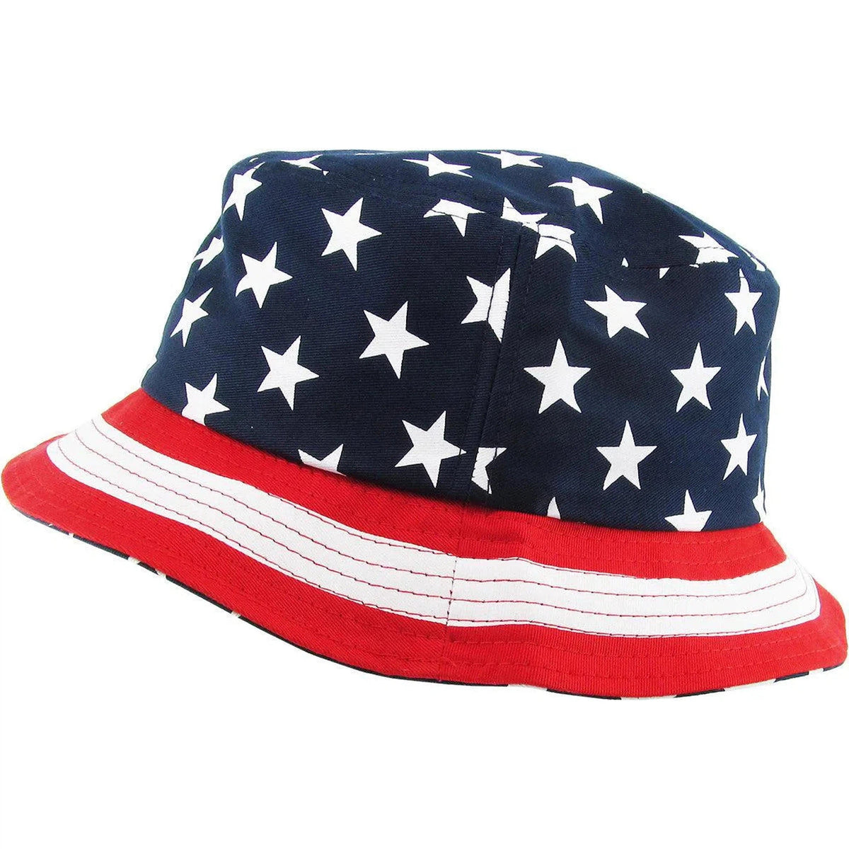 Stars and Stripes Red, White & Blue USA Patriotic Bucket Style Fishing Cap Hat