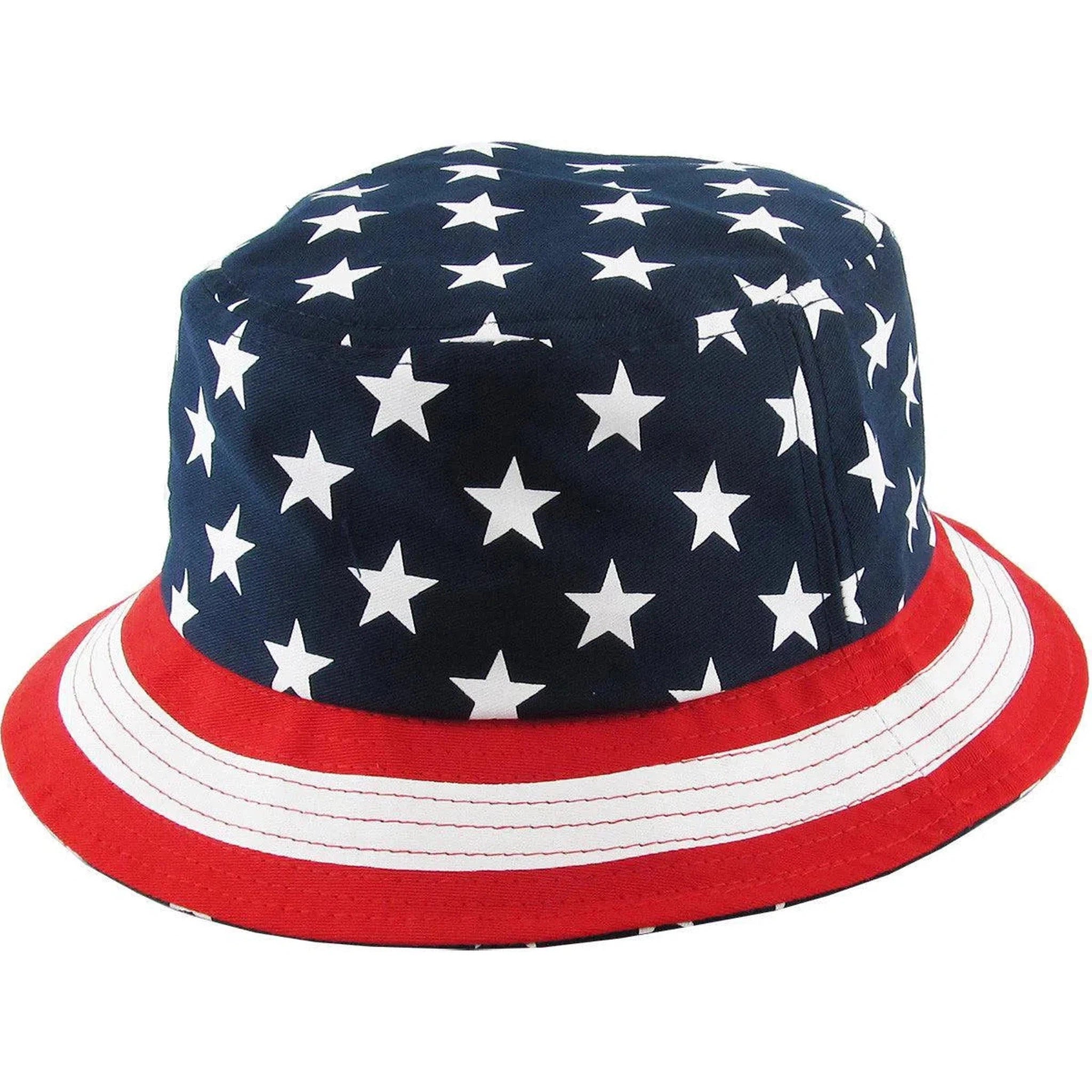 Stars and Stripes Red, White & Blue USA Patriotic Bucket Style Fishing Cap Hat