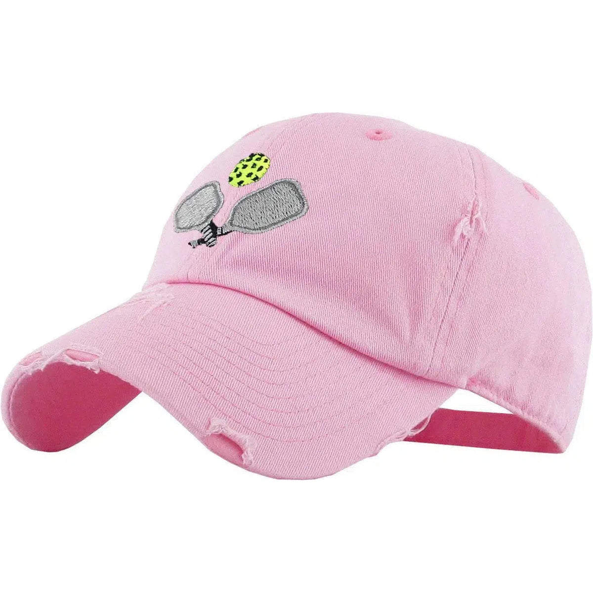 Pickleball Vintage Adjustable Pink Distressed Pickleball Dad Hat by KB Ethos