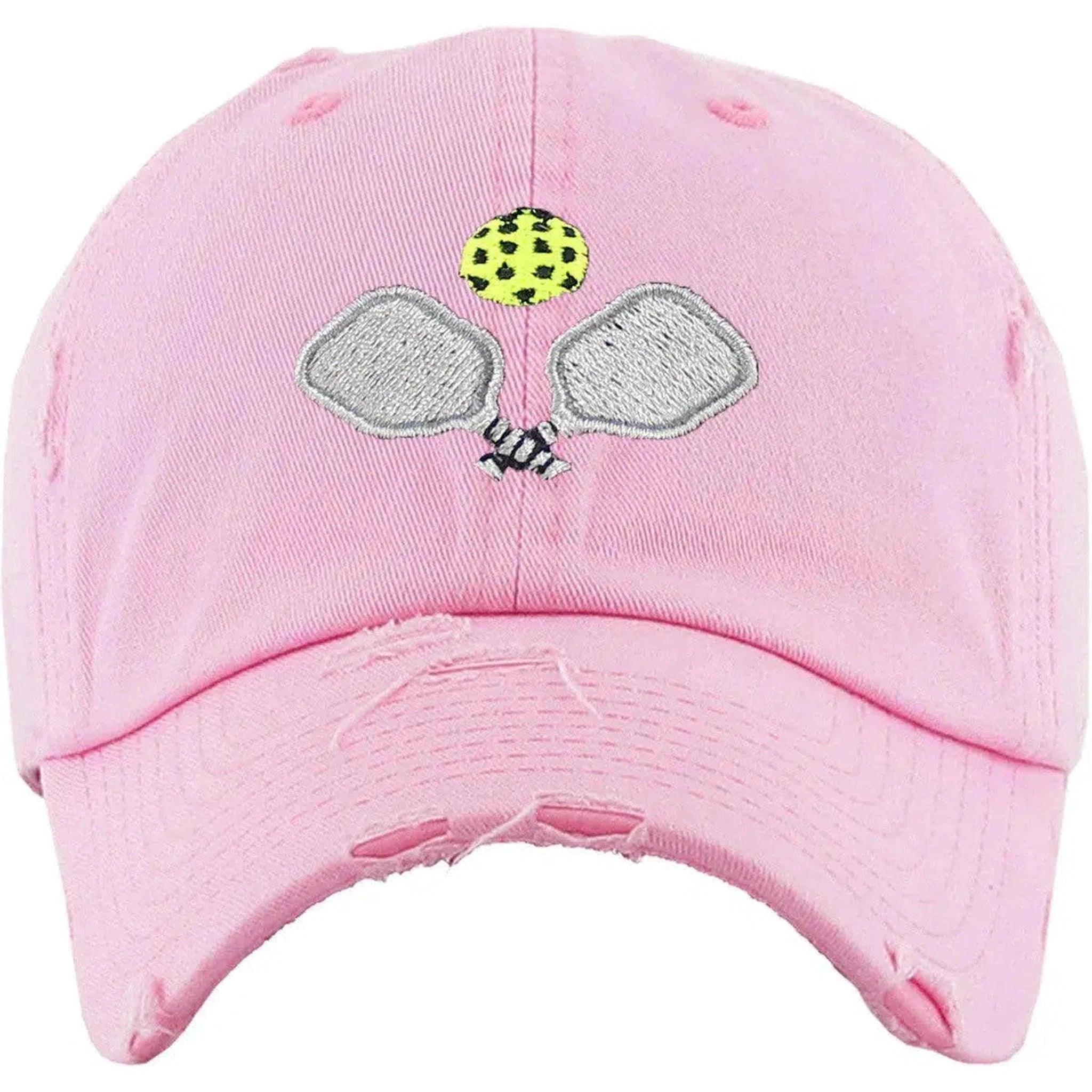 Pickleball Vintage Adjustable Pink Distressed Pickleball Dad Hat by KB Ethos