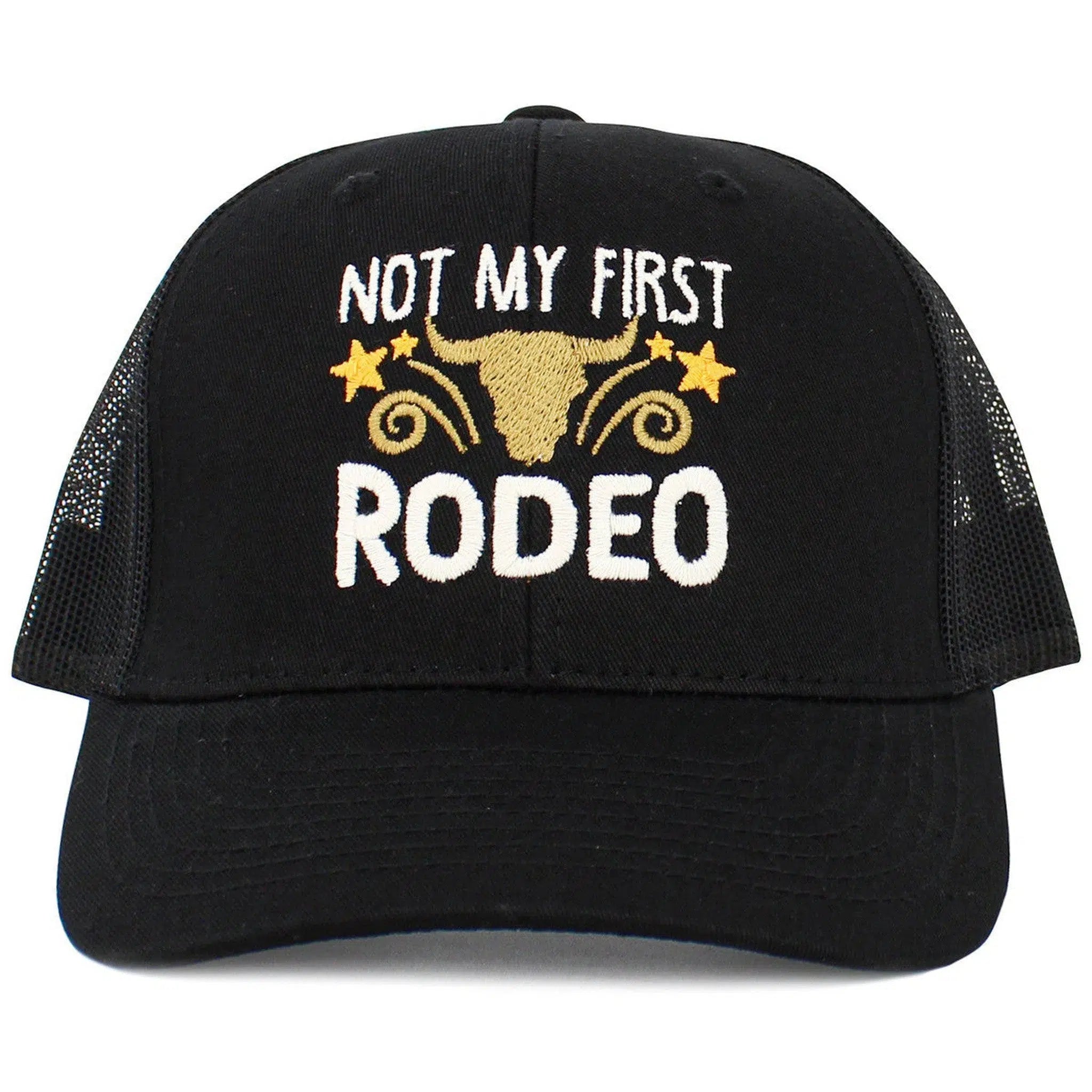 "Not my First Rodeo" Black Mesh Back Trucker Hat by KB Ethos