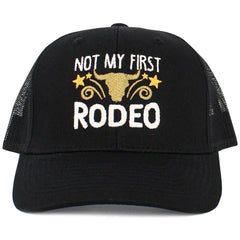 "Not my First Rodeo" Black Mesh Back Trucker Hat by KB Ethos