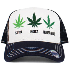 Mary Jane Cannabis Cap Sativa, Indica, 420, Pot, Weed, Navy & White Snapback Hat by KB Ethos