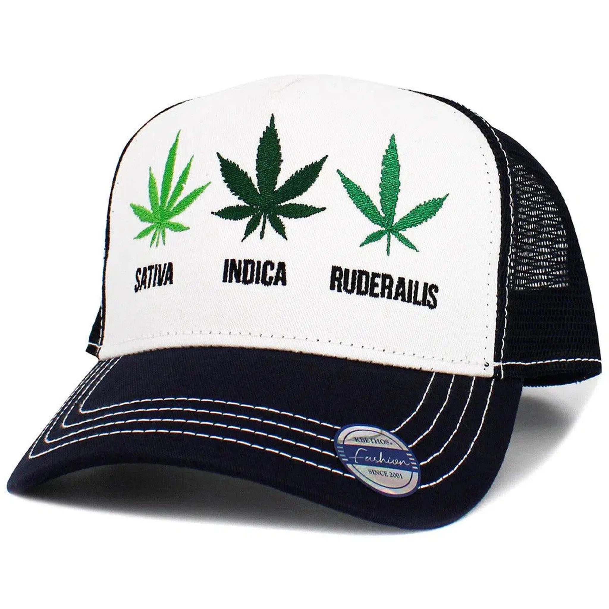 Mary Jane Cannabis Cap Sativa, Indica, 420, Pot, Weed, Navy & White Snapback Hat by KB Ethos