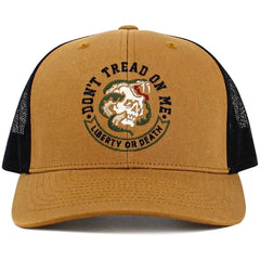 Don't Tread on Me Liberty or Death Skull Black/Coyote Mesh Trucker Hat