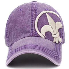 Fleur De Lis Coat of Arms Purple Cap Vintage Adjustable Hat by KB Ethos