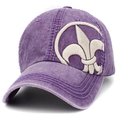 Fleur De Lis Coat of Arms Purple Cap Vintage Adjustable Hat by KB Ethos