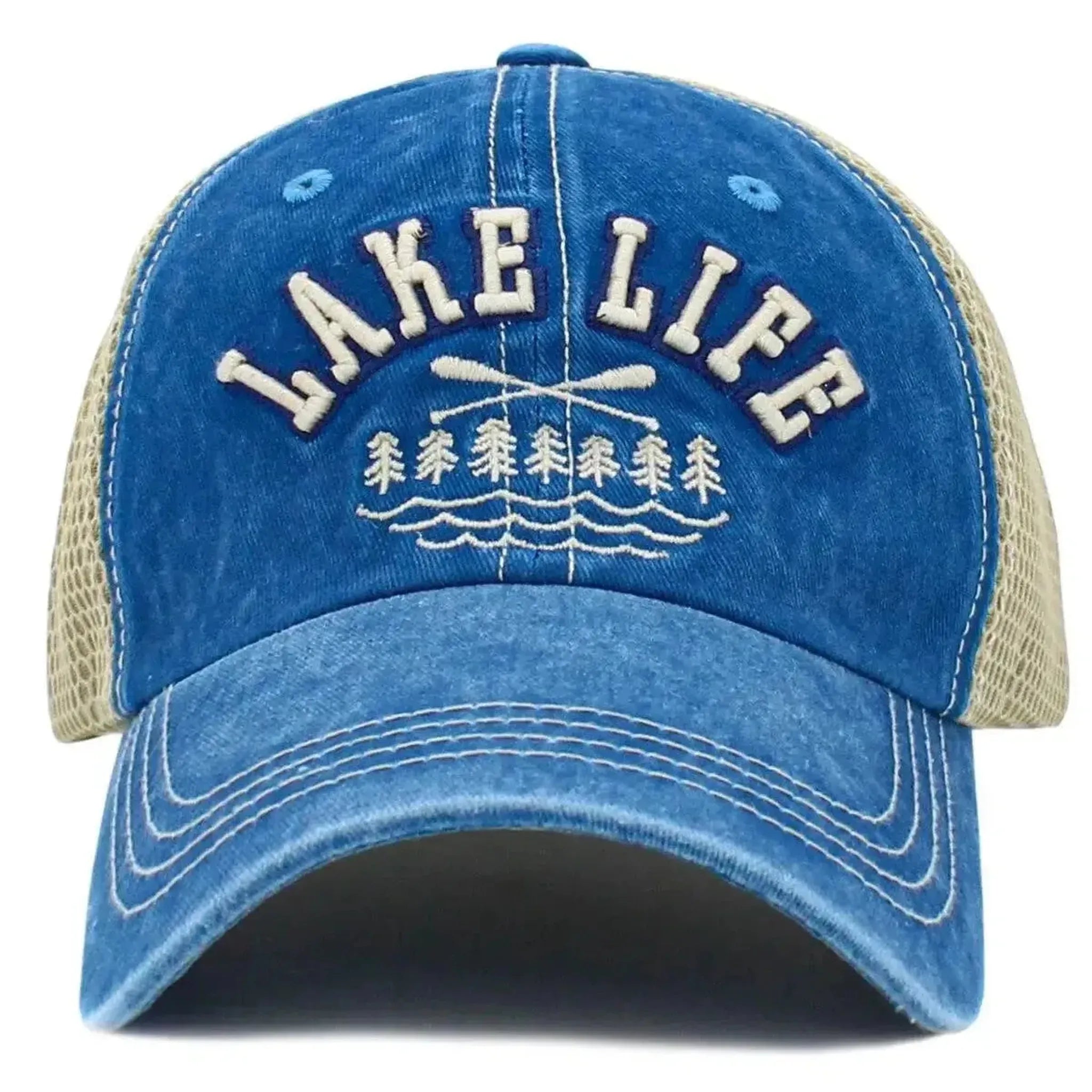 Lake Life Mesh Snapback Cap – KB Ethos Vintage Blue & Khaki Hat