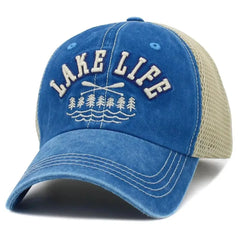 Lake Life Mesh Snapback Cap – KB Ethos Vintage Blue & Khaki Hat