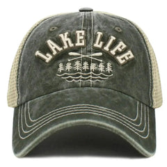 Lake Life Mesh Snapback Cap – KB Ethos Vintage Olive Drab & Khaki Hat