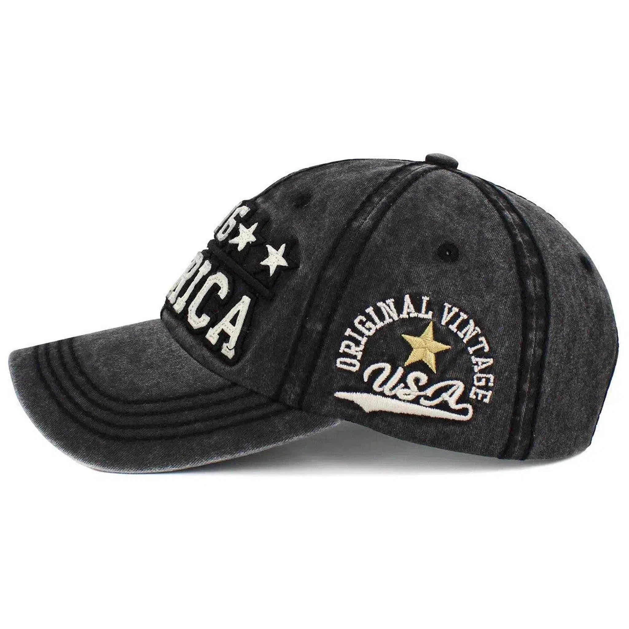 1776 America USA Black Vintage Adjustable Baseball Style Dad Hat by KB Ethos