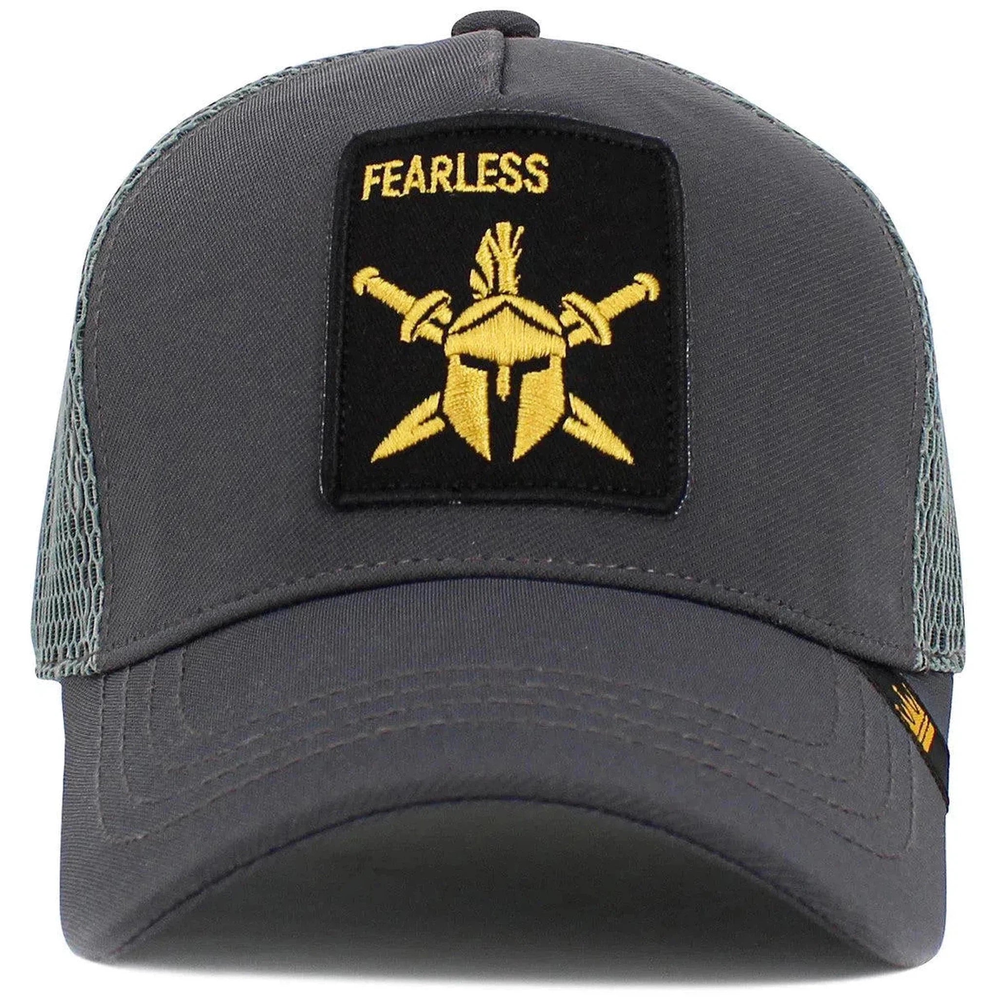 Fearless Spartan Helmet Molon Labe Gray Trucker Style Hat by KB Ethos