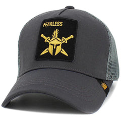 Fearless Spartan Helmet Molon Labe Gray Trucker Style Hat by KB Ethos