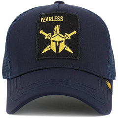 Fearless Spartan Helmet Molon Labe Navy Blue Trucker Style Hat by KB Ethos