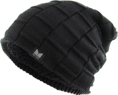 KB ETHOS Thick Box Knit Slouch Sherpa Fleece Lined Knit Winter Hat Beanie Toque