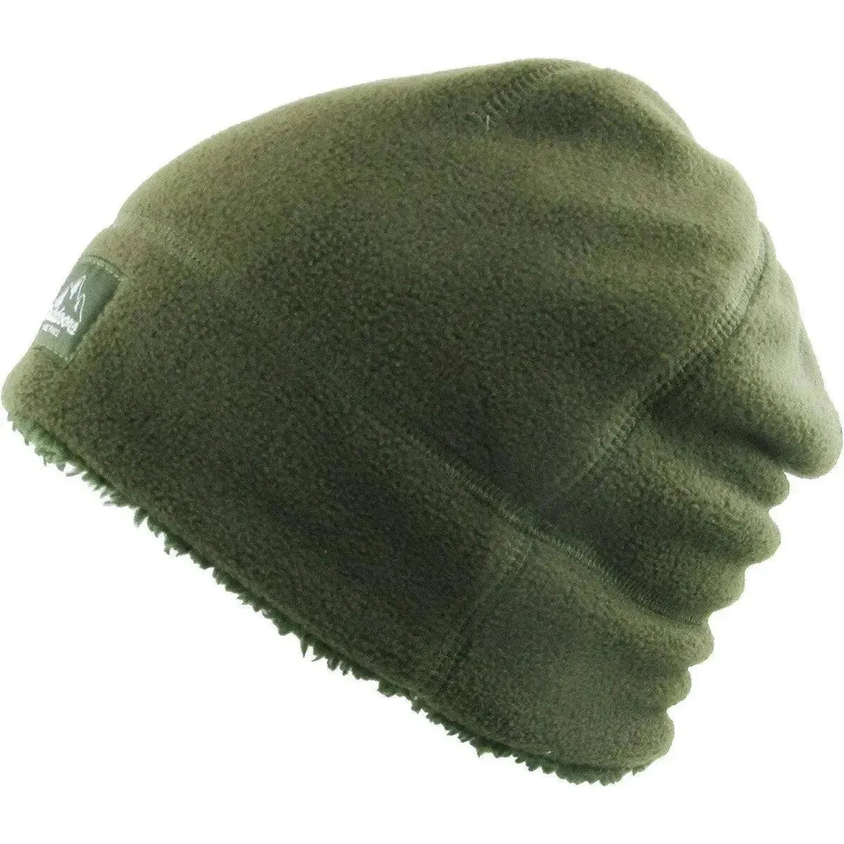 Fleece Fur Lined Sherpa Skull Cap Olive Green Knit Winter Hat Beanie