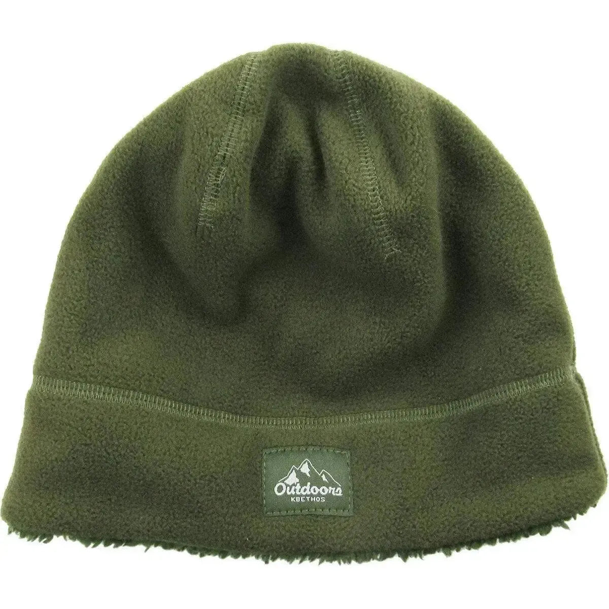 Fleece Fur Lined Sherpa Skull Cap Olive Green Knit Winter Hat Beanie