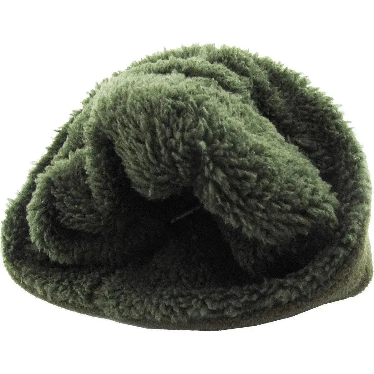 Fleece Fur Lined Sherpa Skull Cap Olive Green Knit Winter Hat Beanie