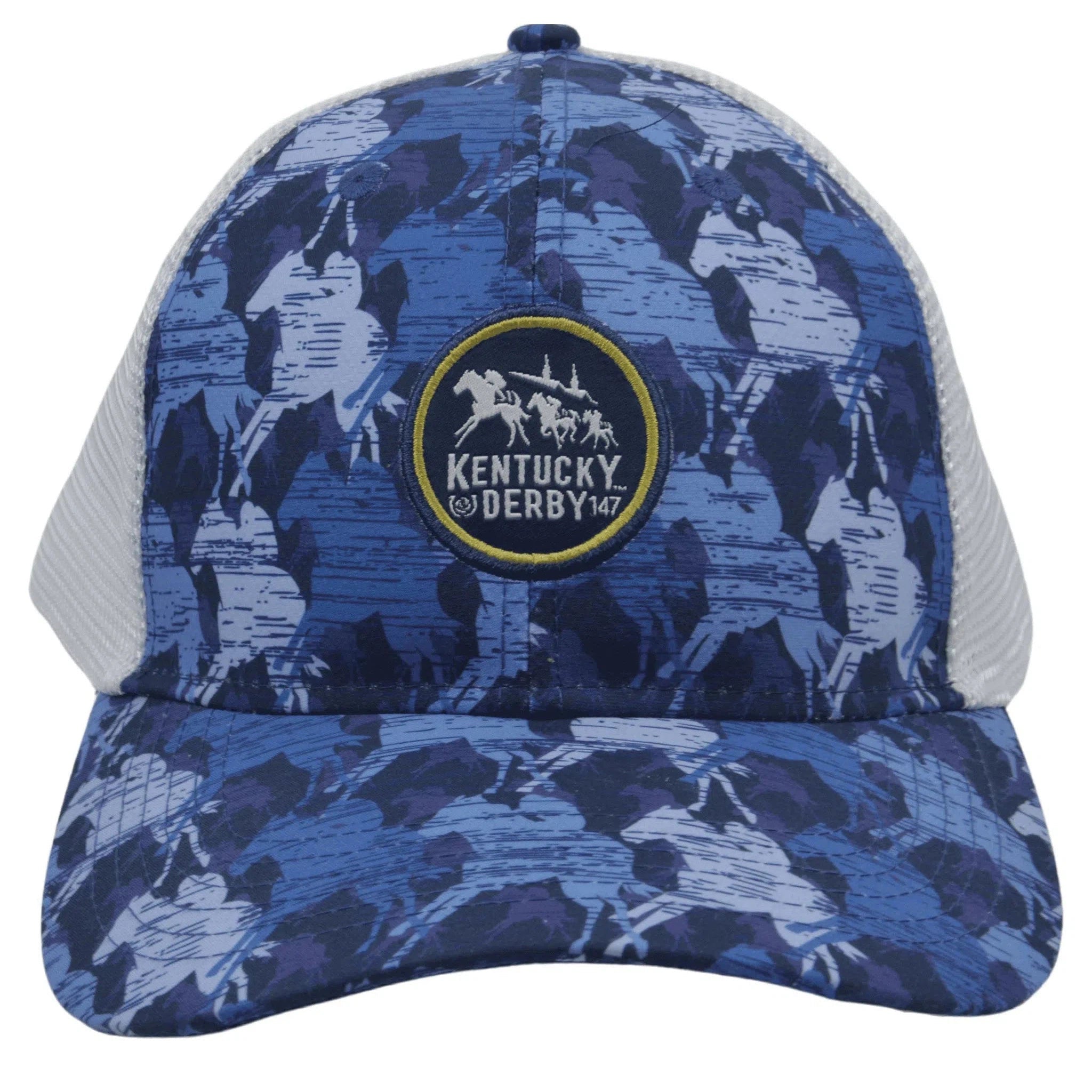 Kentucky Derby 147 Jockey Silhouette Meshback Adjustable Blue & White Hat