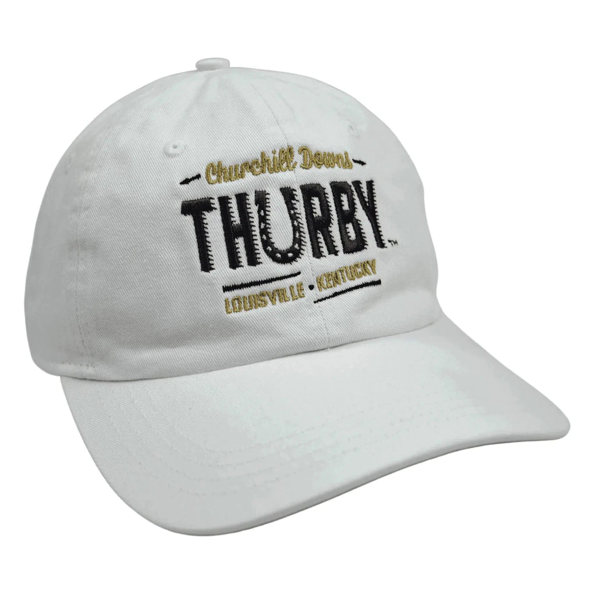 Kentucky Derby Classic Cut Horse Racing Thurby Adjustable White Dad Hat