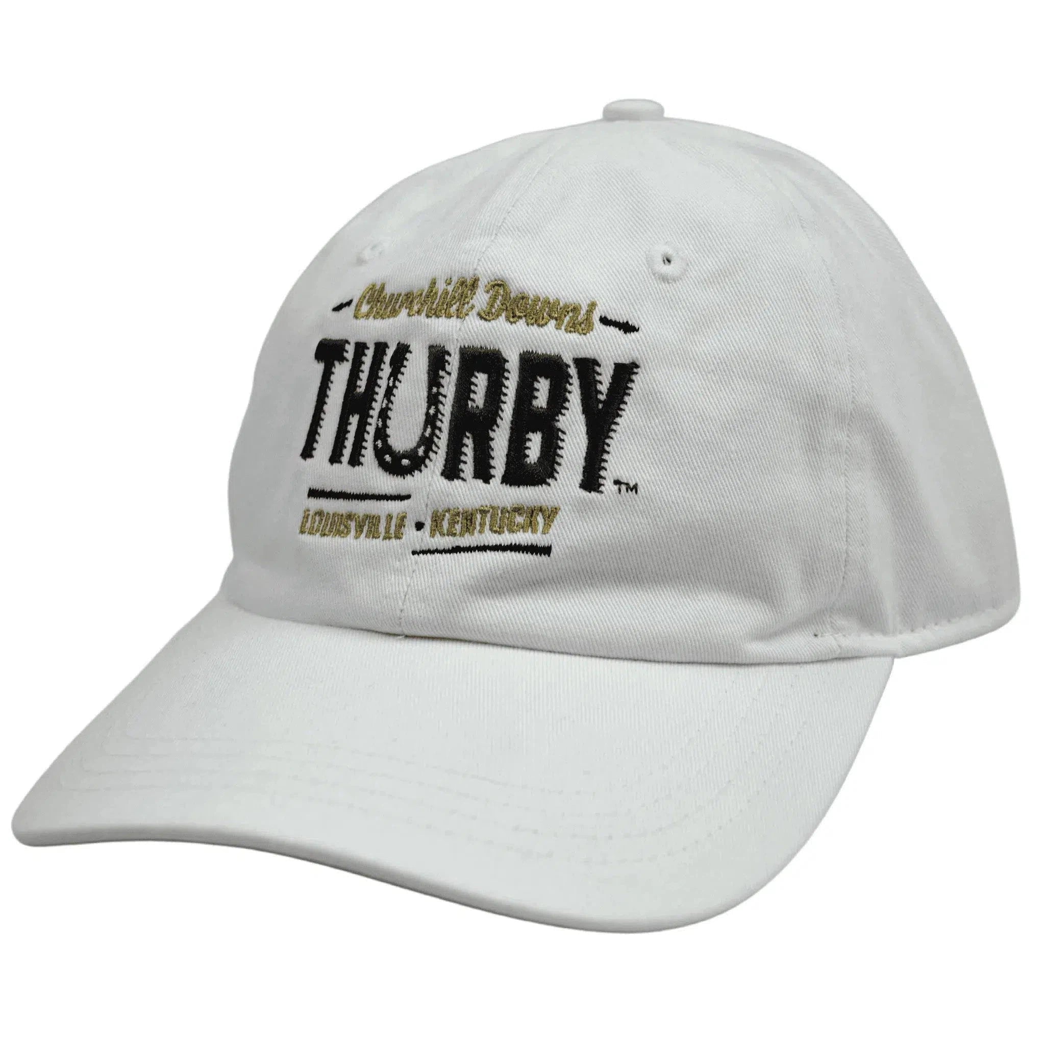 Kentucky Derby Classic Cut Horse Racing Thurby Adjustable White Dad Hat