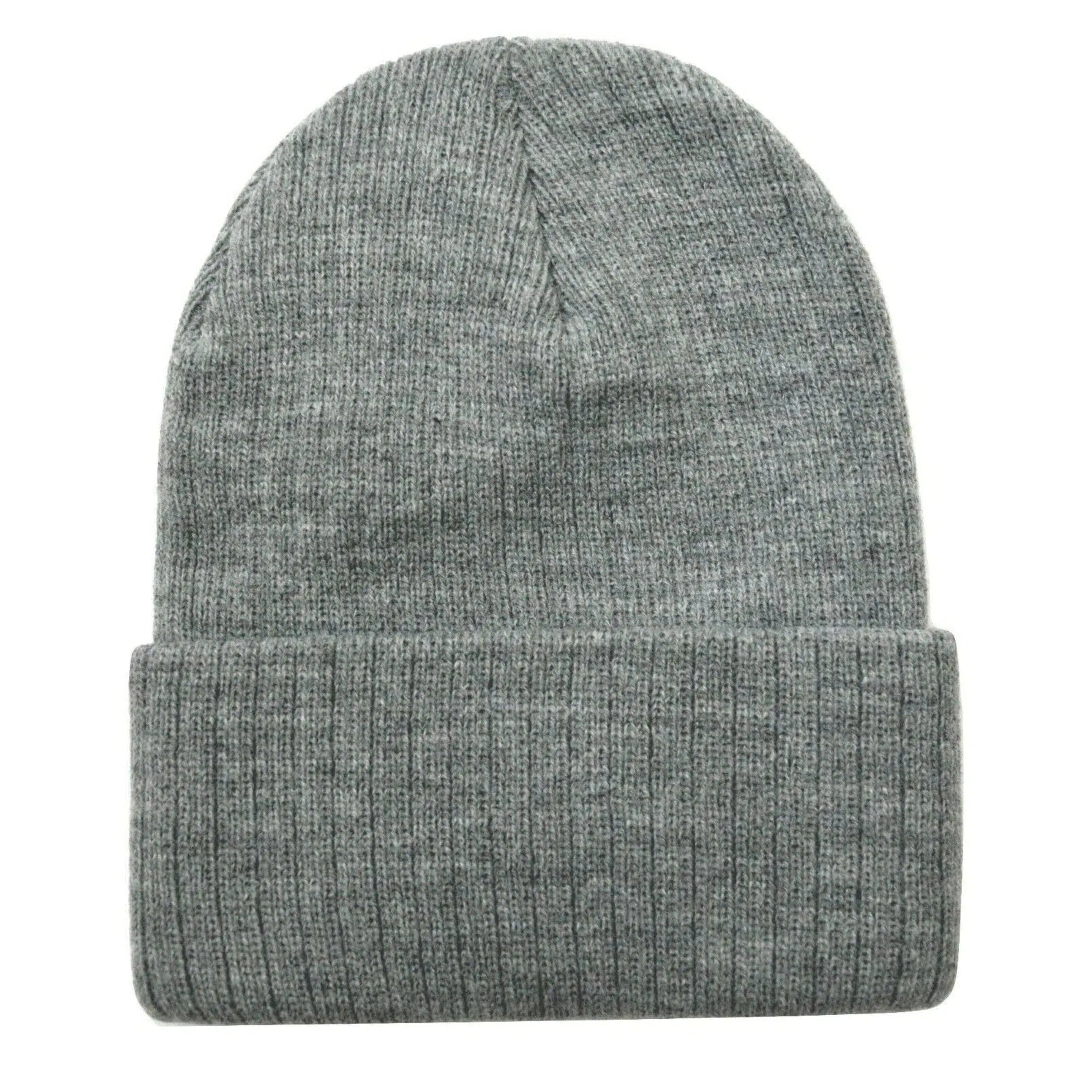 Krew Brand Ventura Ribbed Cuffed Gray Knit Beanie Winter Hat