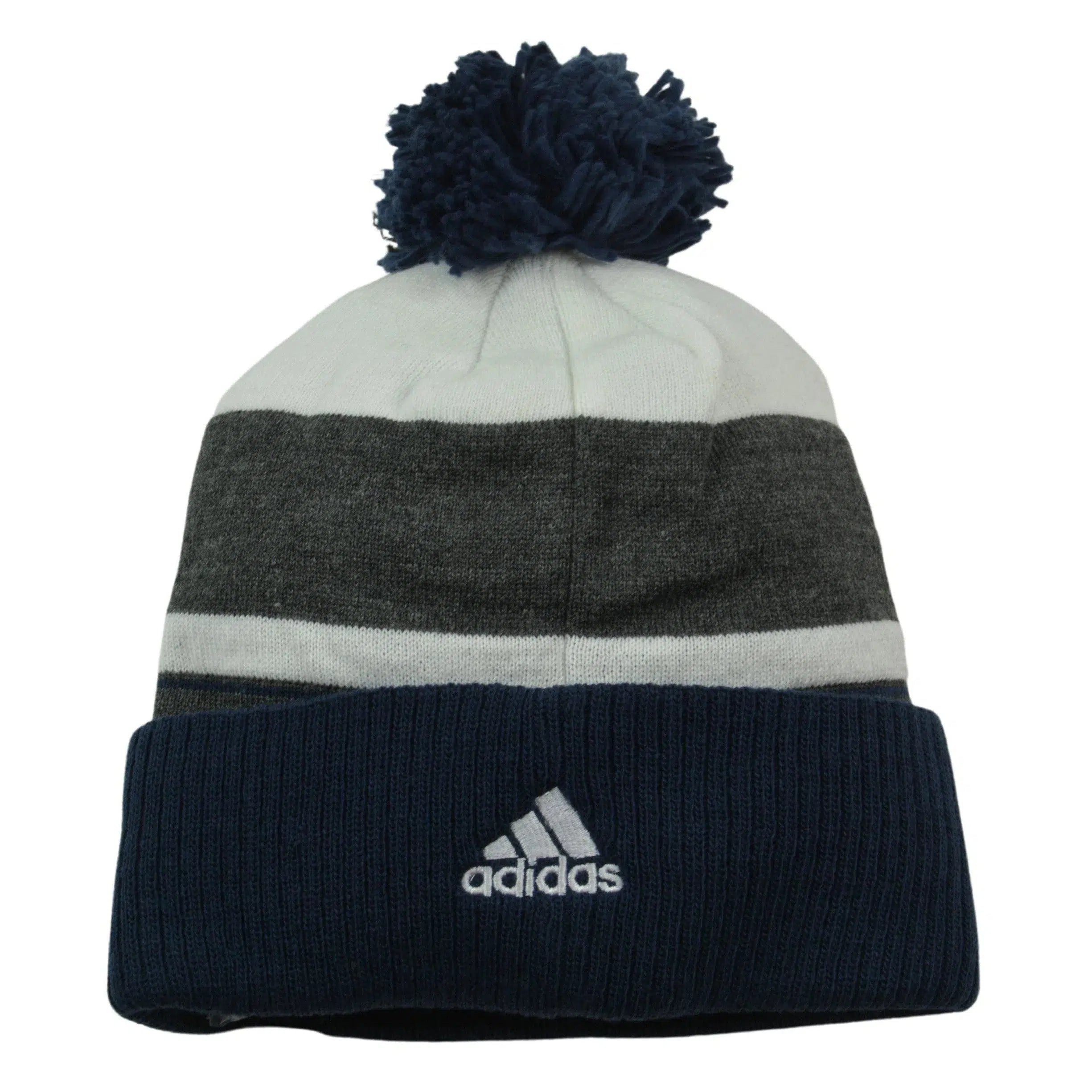 LA Galaxy MLS Striped Tonal Team Logo Soccer Pom Knit Winter Hat