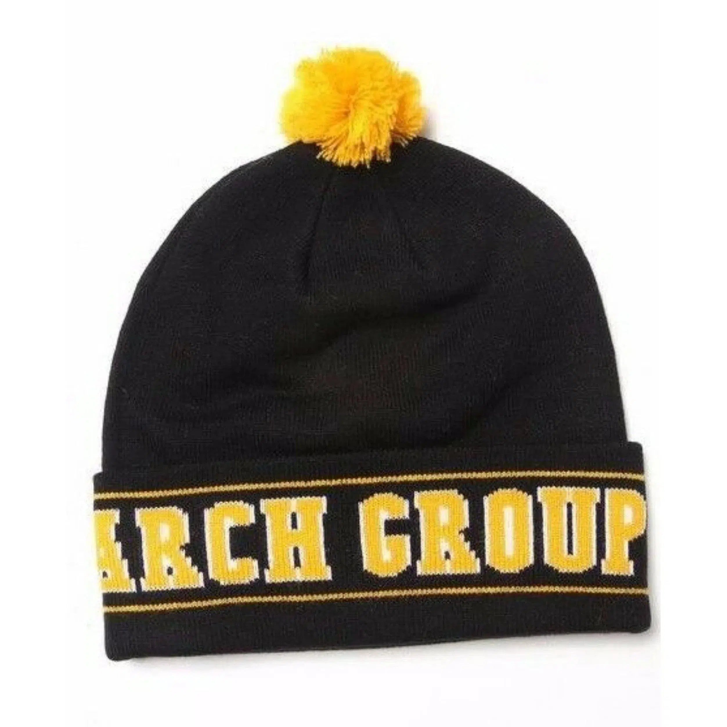 LRG 47 Lifted Research Group Black & Yellow Knit Pom Pom Beanie Winter Hat