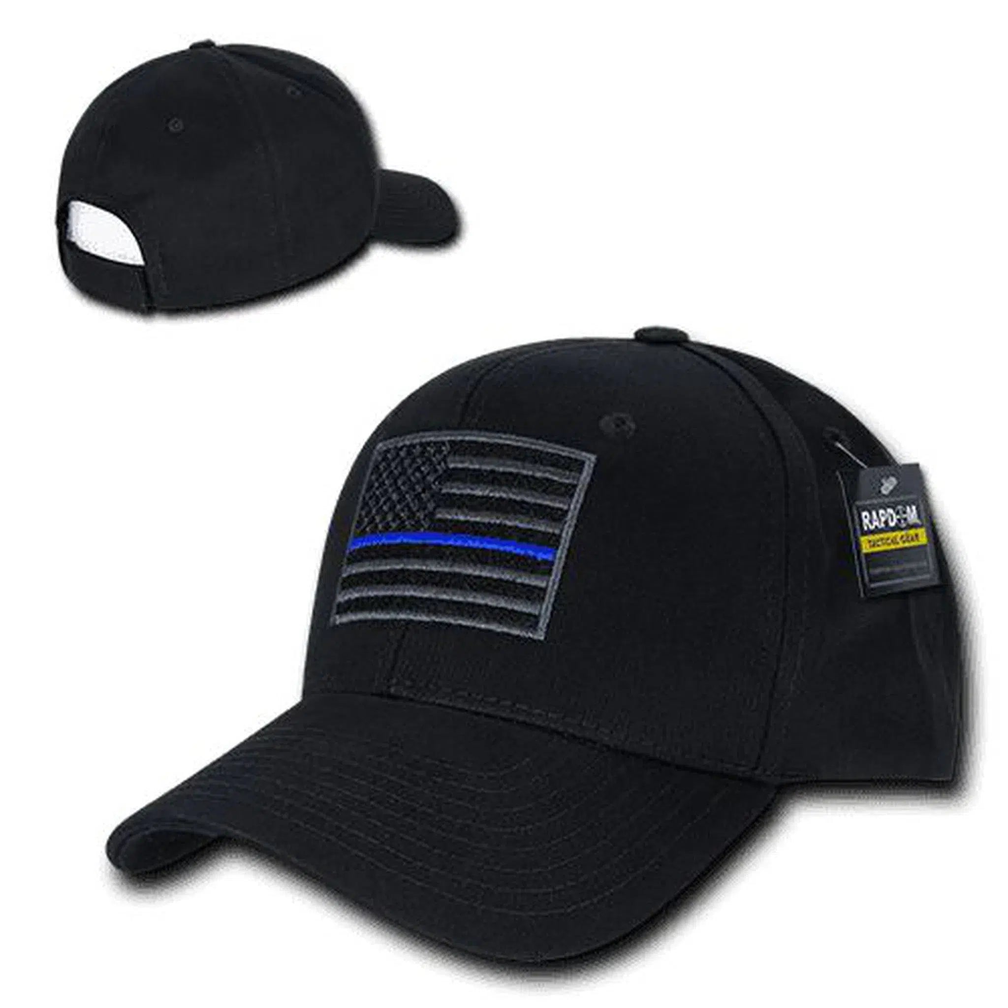 Law Enforcement Police Thin Blue Line USA American Flag Black Adjustable Cap, Hat