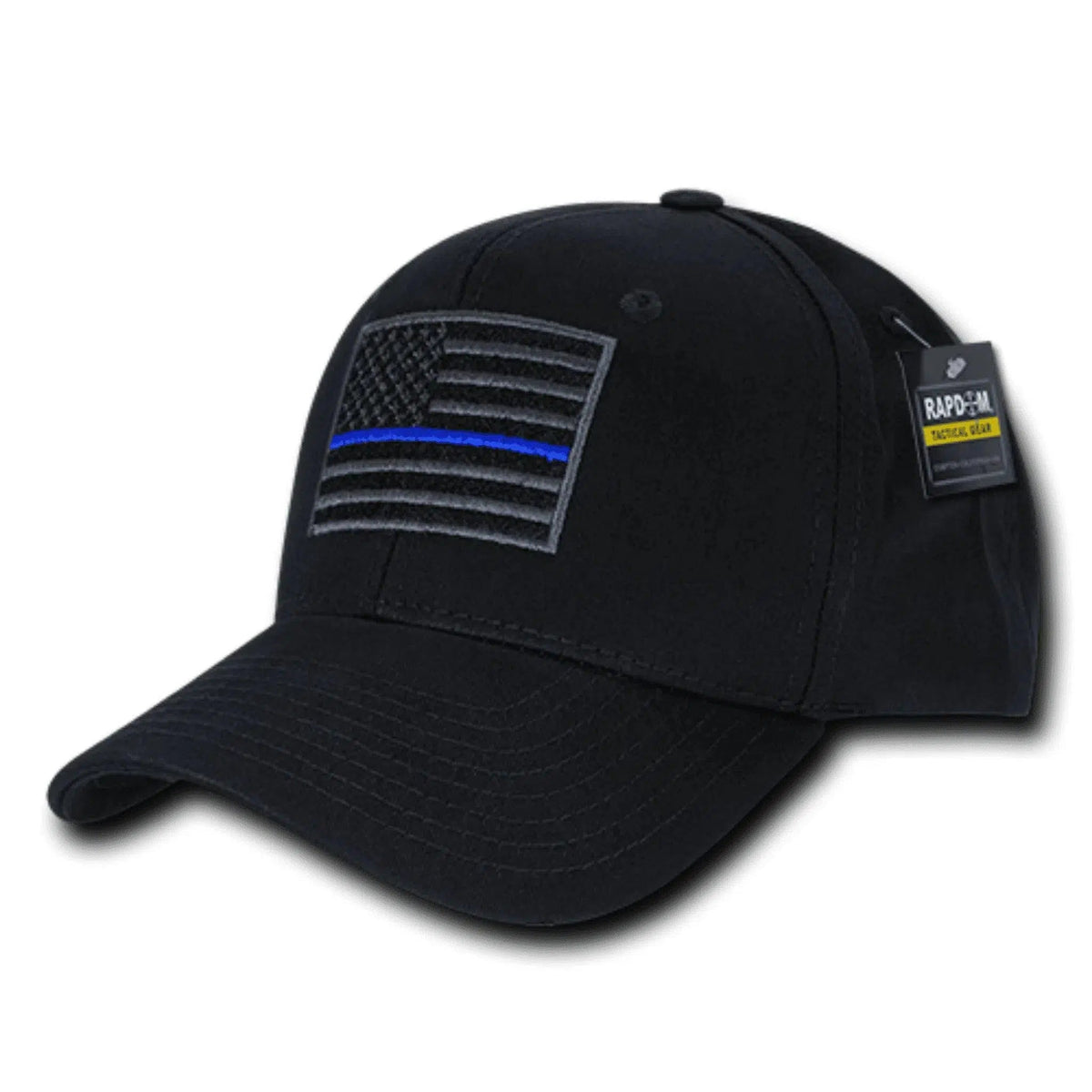 Law Enforcement Police Thin Blue Line USA American Flag Black Adjustable Cap, Hat