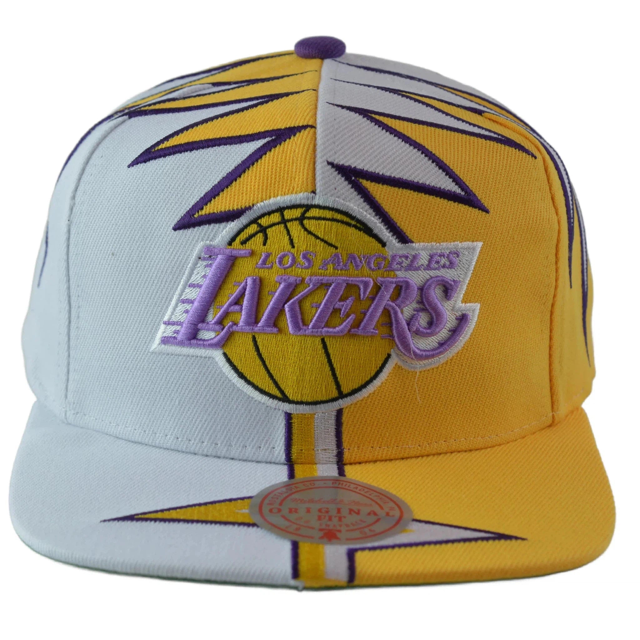 Los Angeles Lakers Yellow & White NBA Shockwave Men's Snapback Hat by Mitchell & Ness