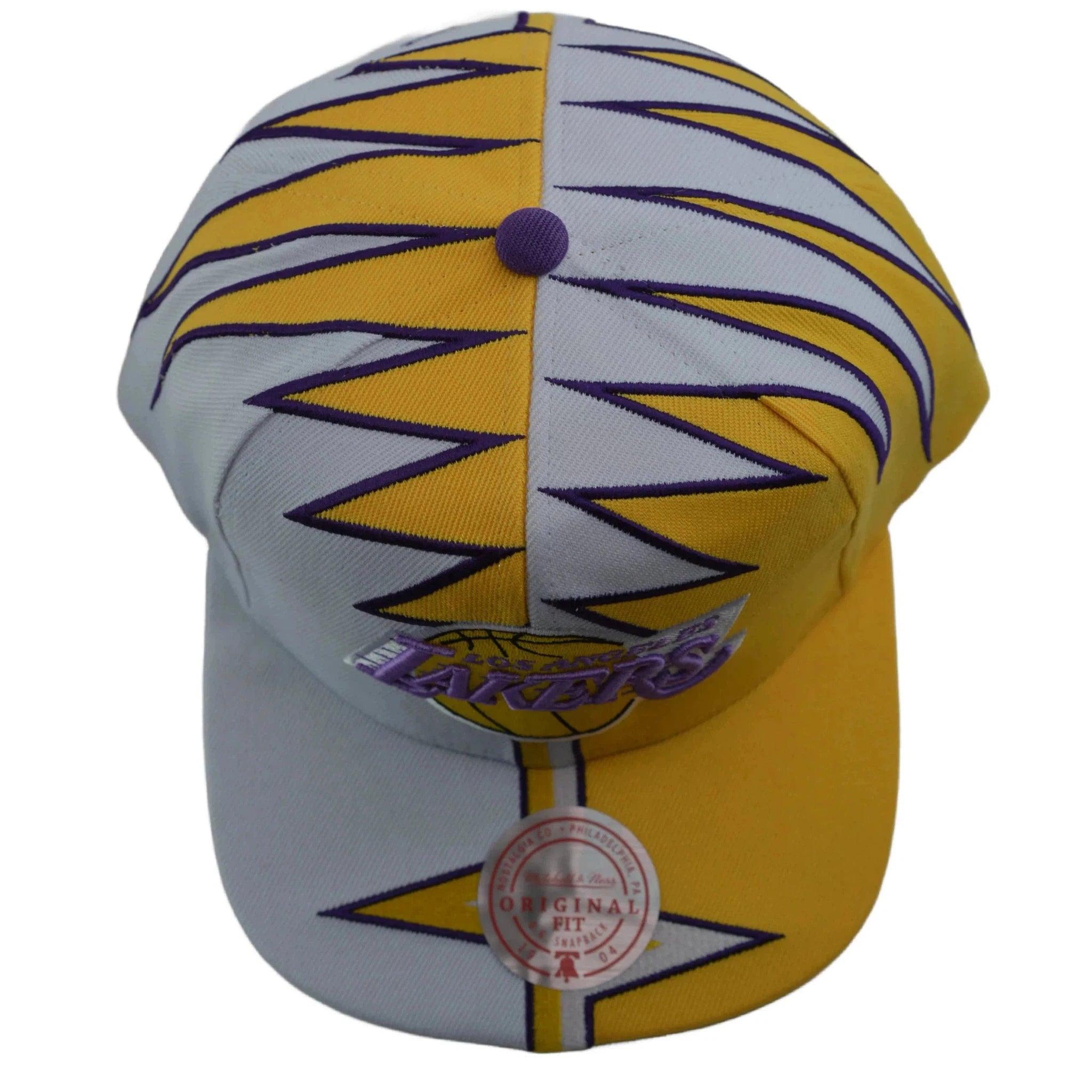 Los Angeles Lakers Yellow & White NBA Shockwave Men's Snapback Hat by Mitchell & Ness