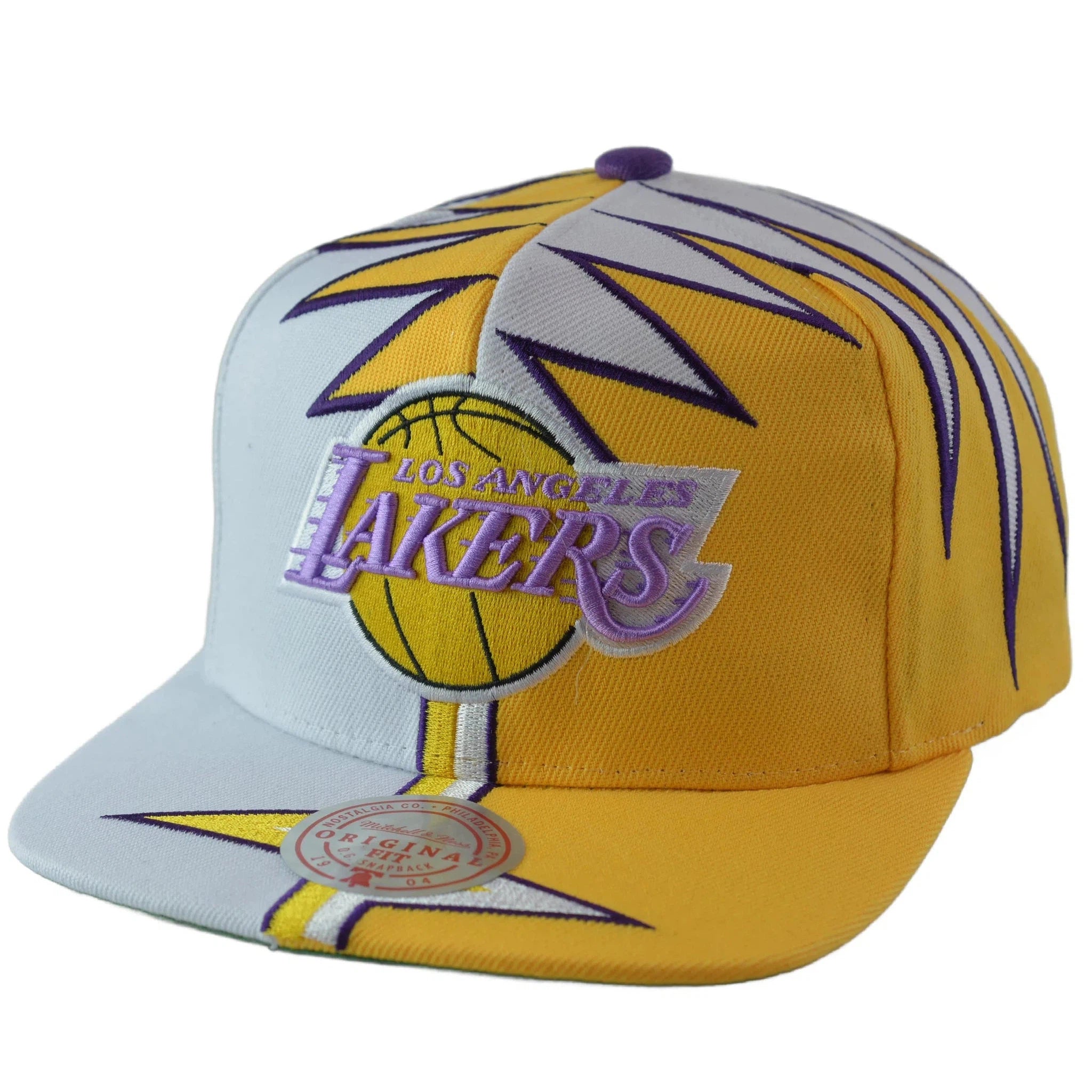 Los Angeles Lakers Yellow & White NBA Shockwave Men's Snapback Hat by Mitchell & Ness