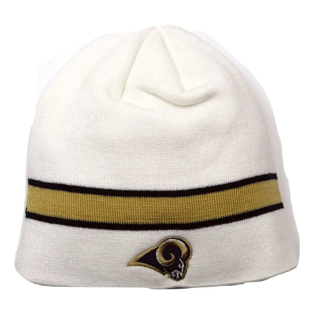 Los Angeles Rams Retro Logo White Striped NFL Beanie Winter Hat