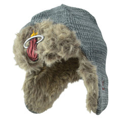 Miami Heat adidas NBA Team Logo Trapper Style Cap Faux Fur Knit Hat