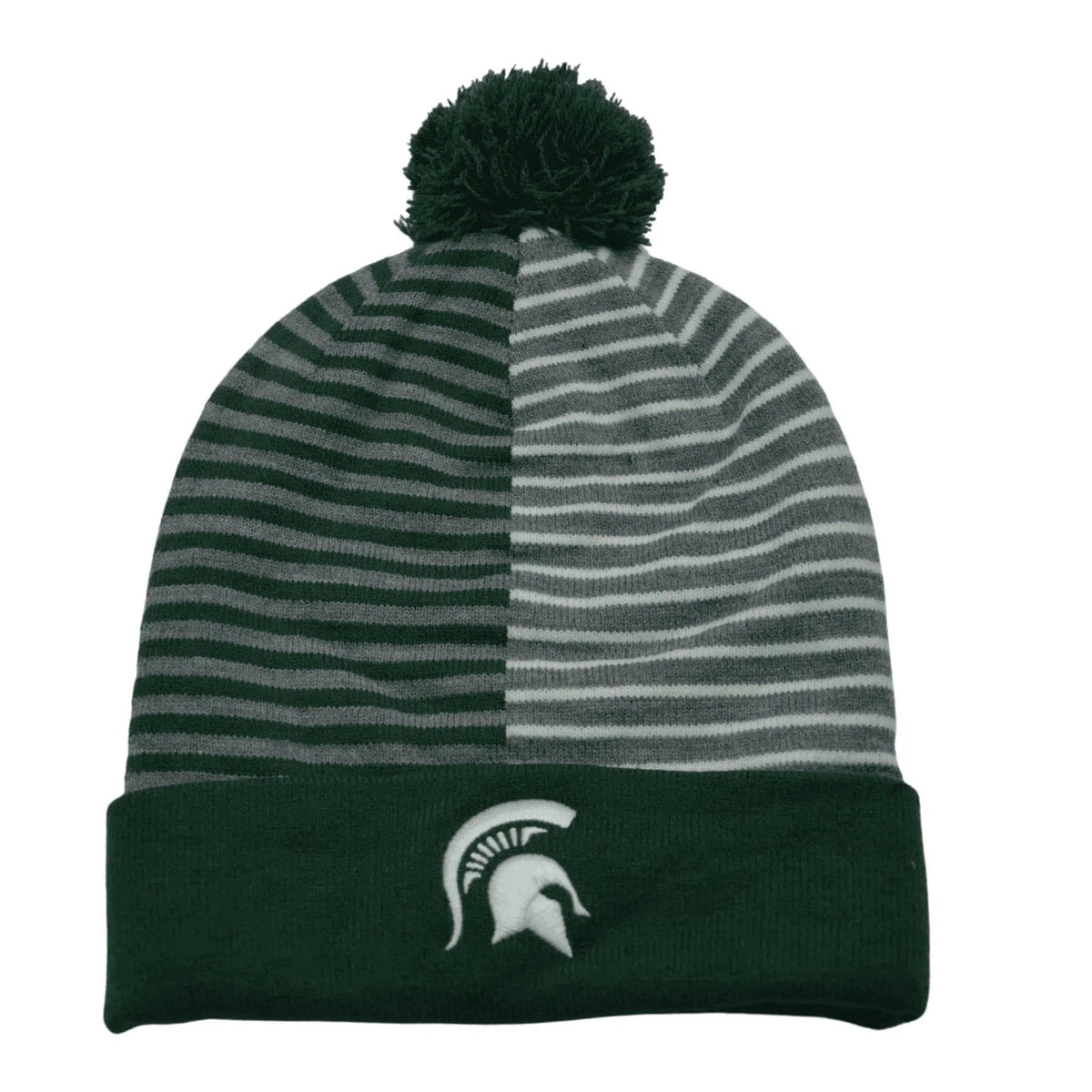 Michigan State Spartans NCAA Striped Reversible Beanie w/ Removable Pom