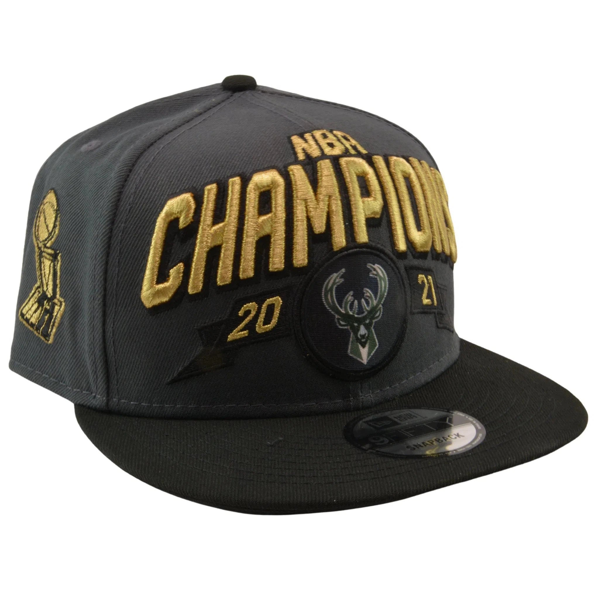 Milwaukee Bucks NBA 2021 Champions 9FIFTY Flat Bill Snapback Hat by New Era