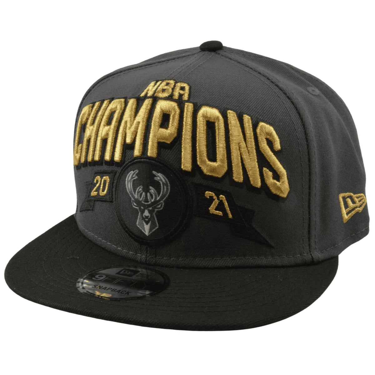 Milwaukee Bucks NBA 2021 Champions 9FIFTY Flat Bill Snapback Hat by New Era