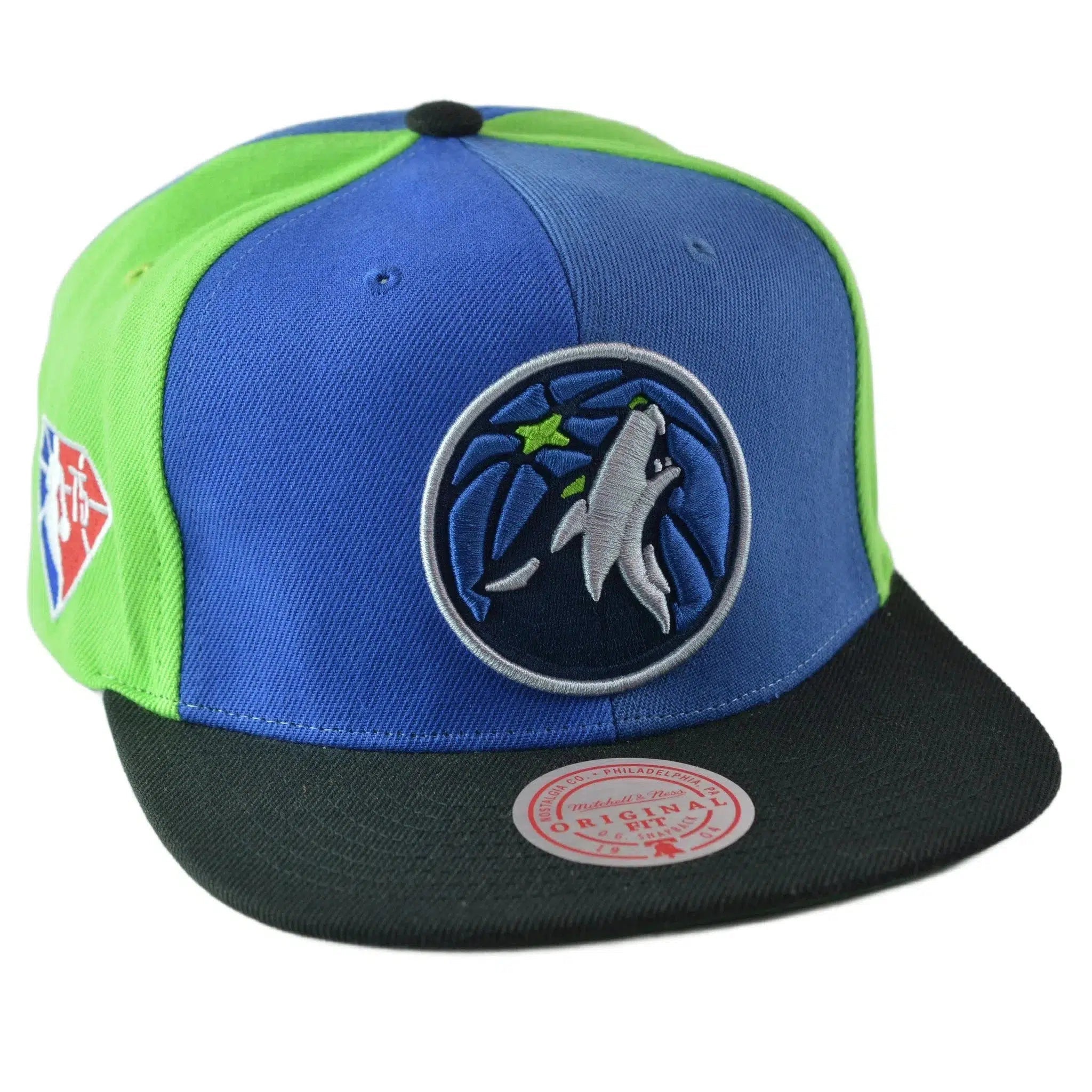 Minnesota Timberwolves NBA Team Era Pinwheel Men's Snapback Cap, Flat Bill Hat by Mitchell & Ness