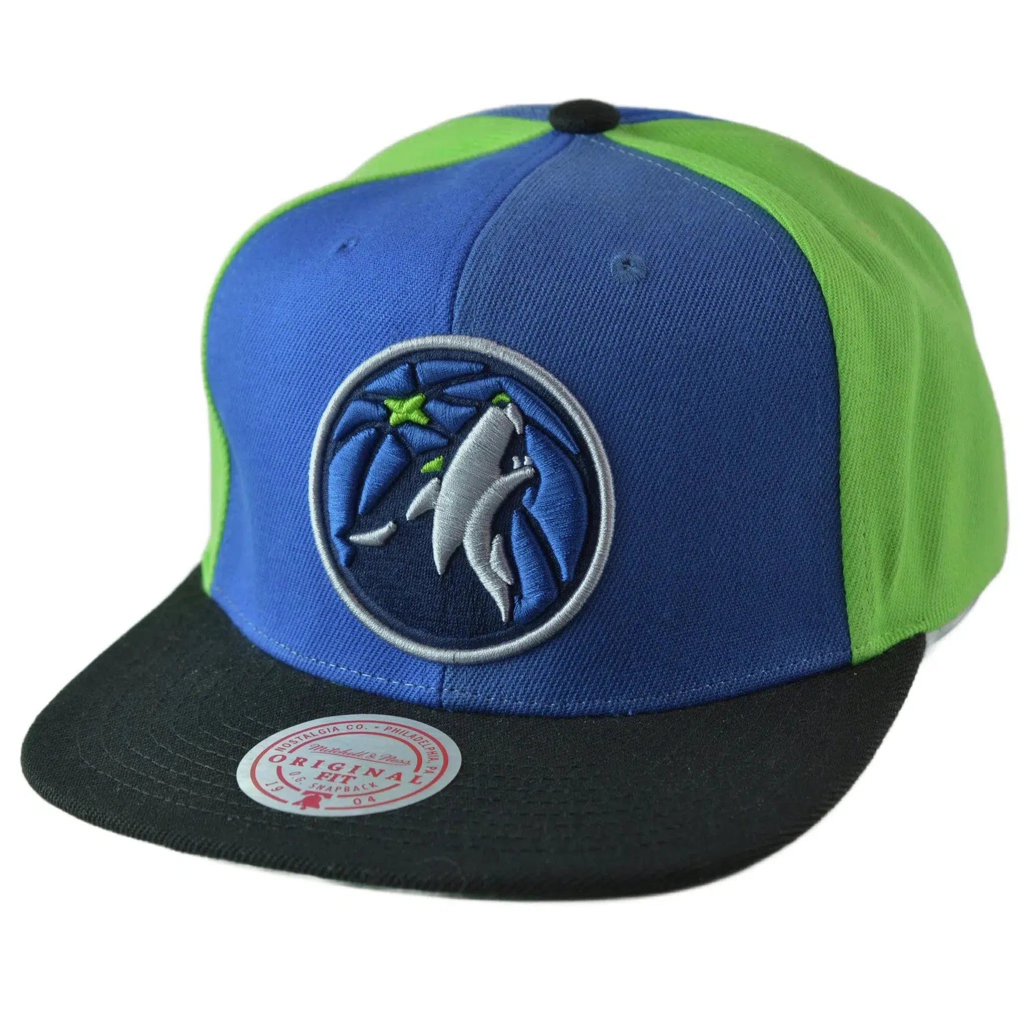 Minnesota Timberwolves NBA Team Era Pinwheel Men's Snapback Cap, Flat Bill Hat by Mitchell & Ness