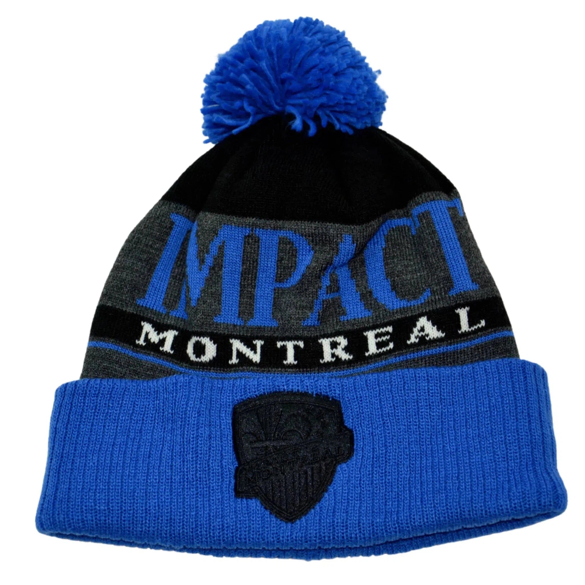 Montreal Impact MLS Striped Tonal Team Logo Soccer Pom Knit Winter Hat